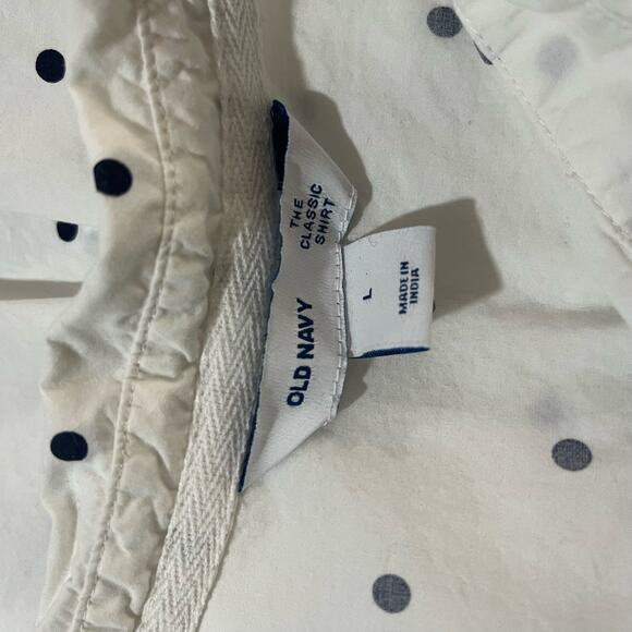 Old Navy Women's Classic Shirt Black polka dot button up top blouse SIZE Large - Picture 5 of 6